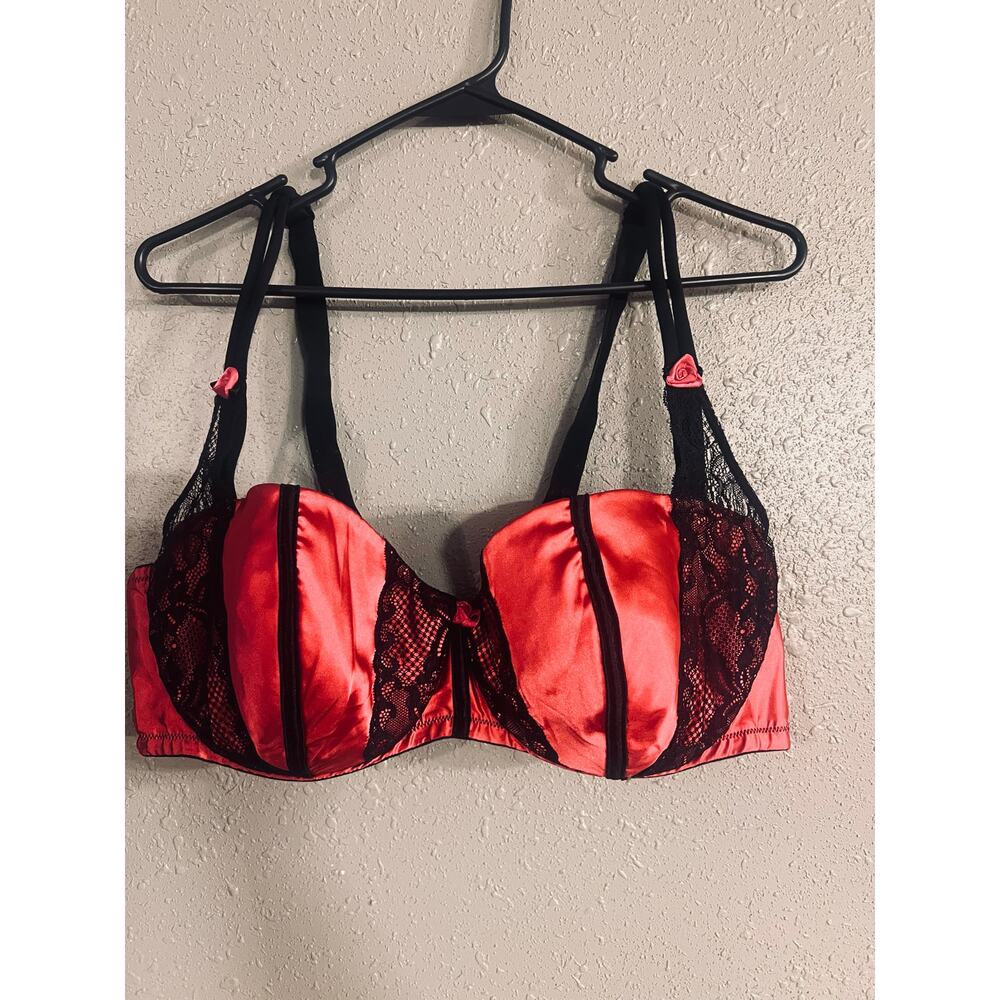 Lane Bryant Very Sexy Demi Bra 44D Pink & Black Coquette Elegant Lingerie Retro